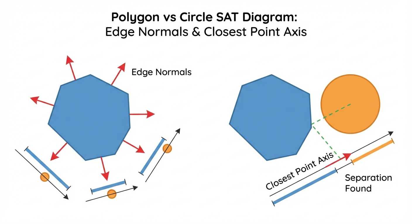 Circle and polygon with closest-point axis added for SAT.