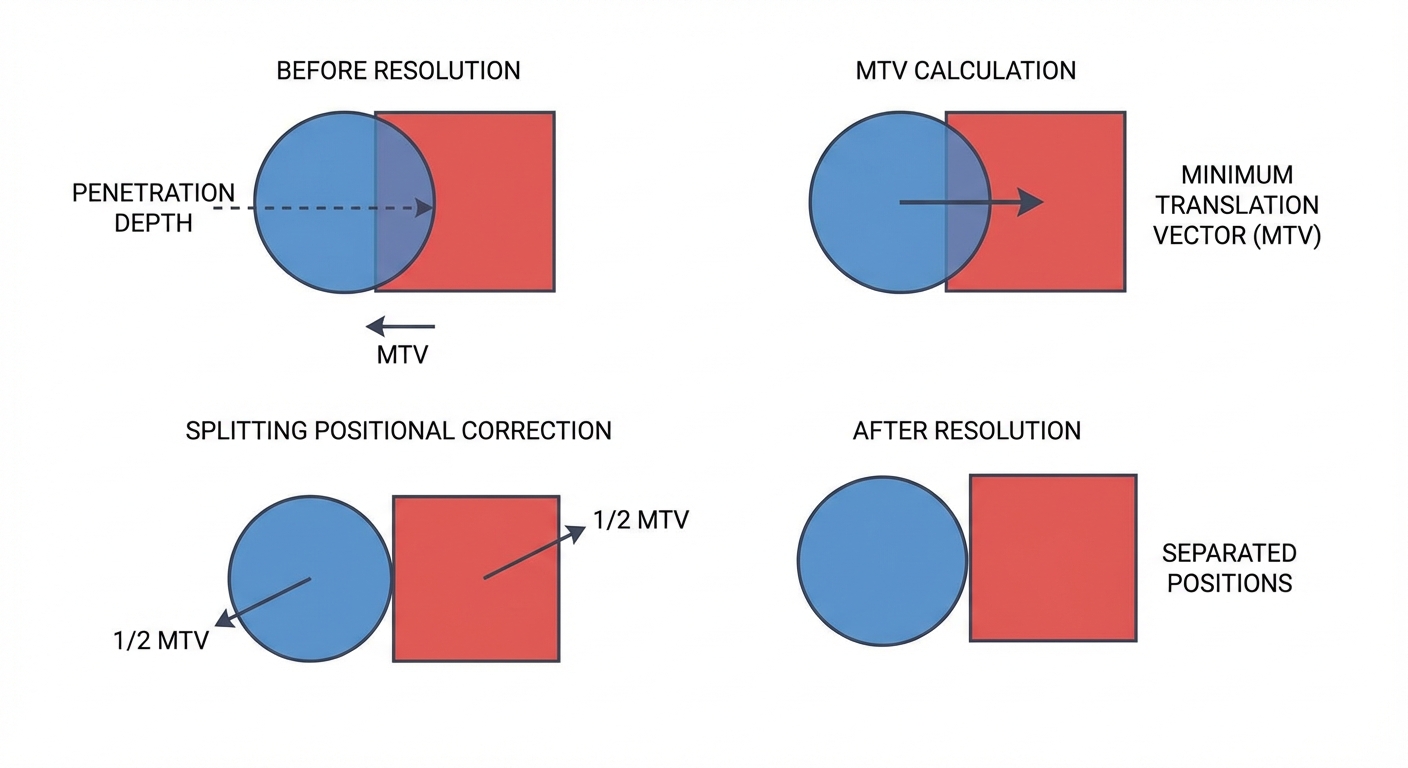 Positional correction using MTV split between two bodies.